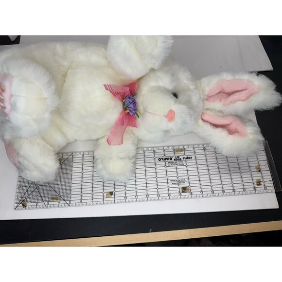 Vintage Main Joy White Plush Easter Bunny Rabbit Bow Stuffed Animal 2000 22" - Picture 10 of 10